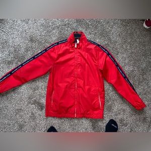 Abercrombie & Fitch red zip up jacket. Small, windbreaker material.